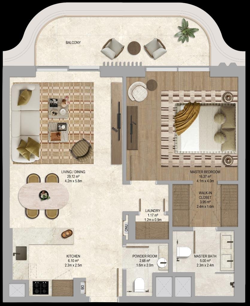 The Canopies at Yas Point — 1 Bedroom Type 1 floor plan