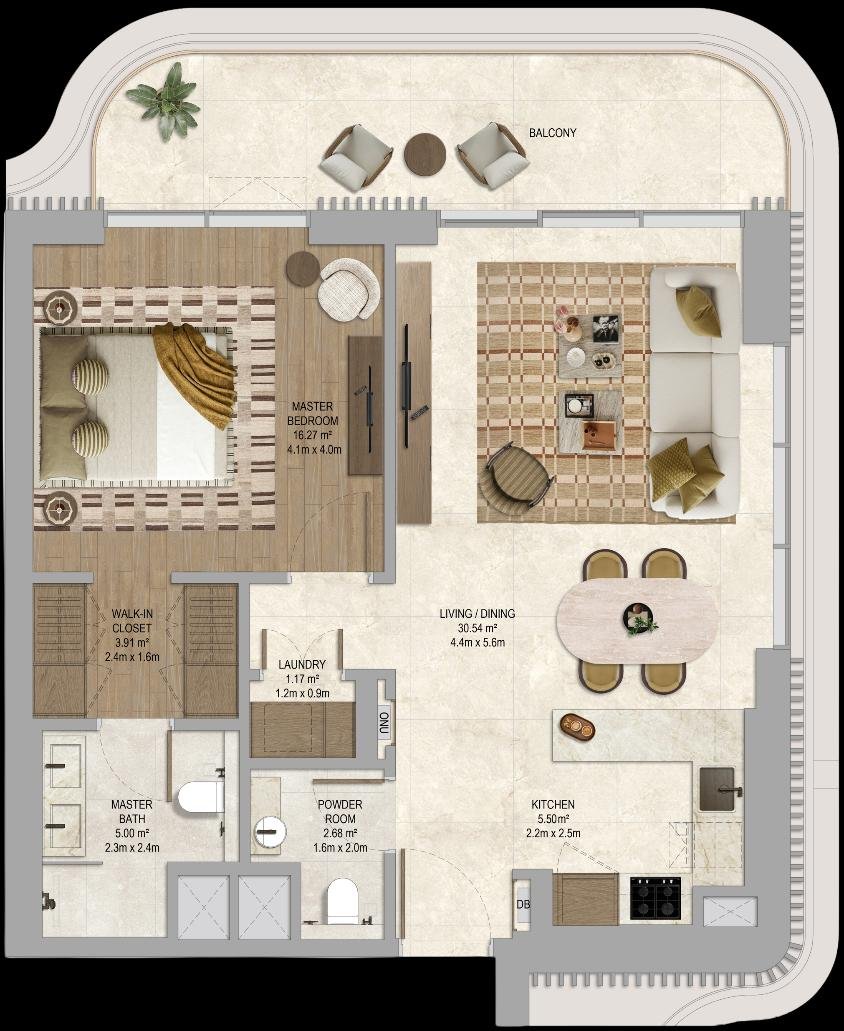 The Canopies at Yas Point — 1 Bedroom Type 2 floor plan