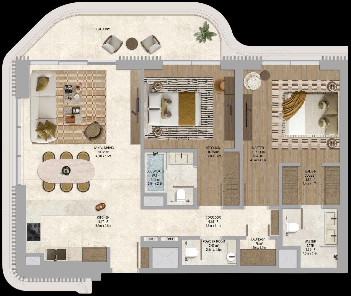 The Canopies at Yas Point — 2 Bedroom Type 2 floor plan