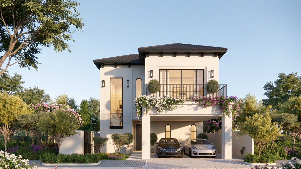 Par 3 Villas — Hudayriyat Golf Estates 3-bedroom villa, Andalusian-inspired exterior