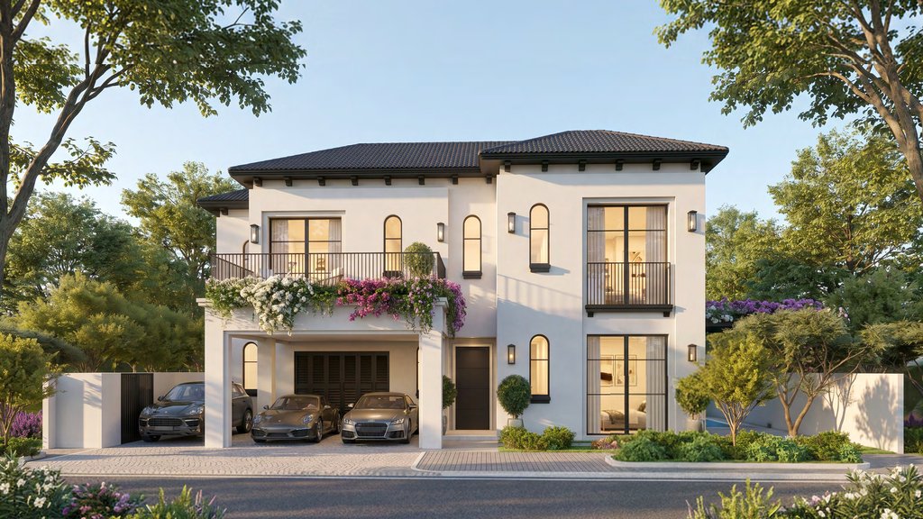 Par 4 Villas — Hudayriyat Golf Estates 4-bedroom villa, Andalusian-inspired exterior
