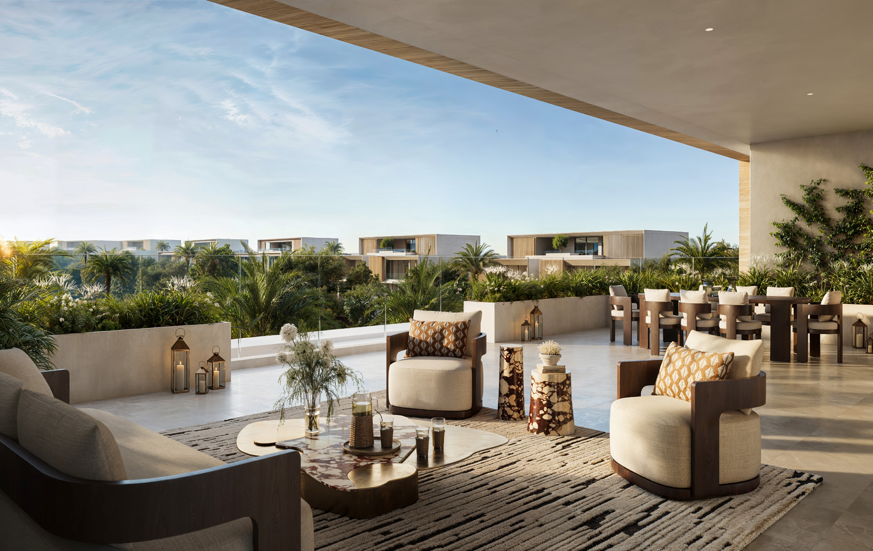Lavita — rooftop lounge terrace overlooking the community