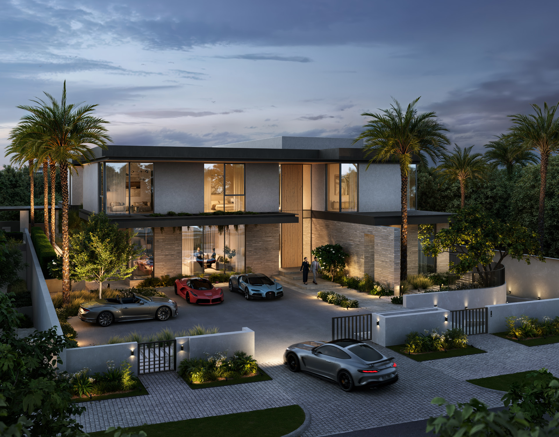 Lavita at The Oasis — mansion exterior at night, curated for leisure unrivalled