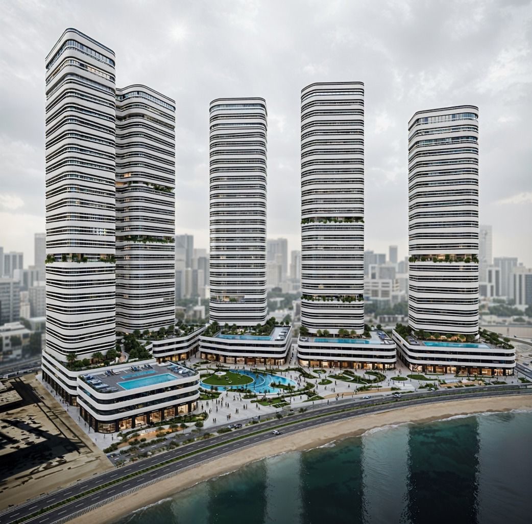 Linar by Alef Group — five towers on Al Mamzar Beach, Sharjah