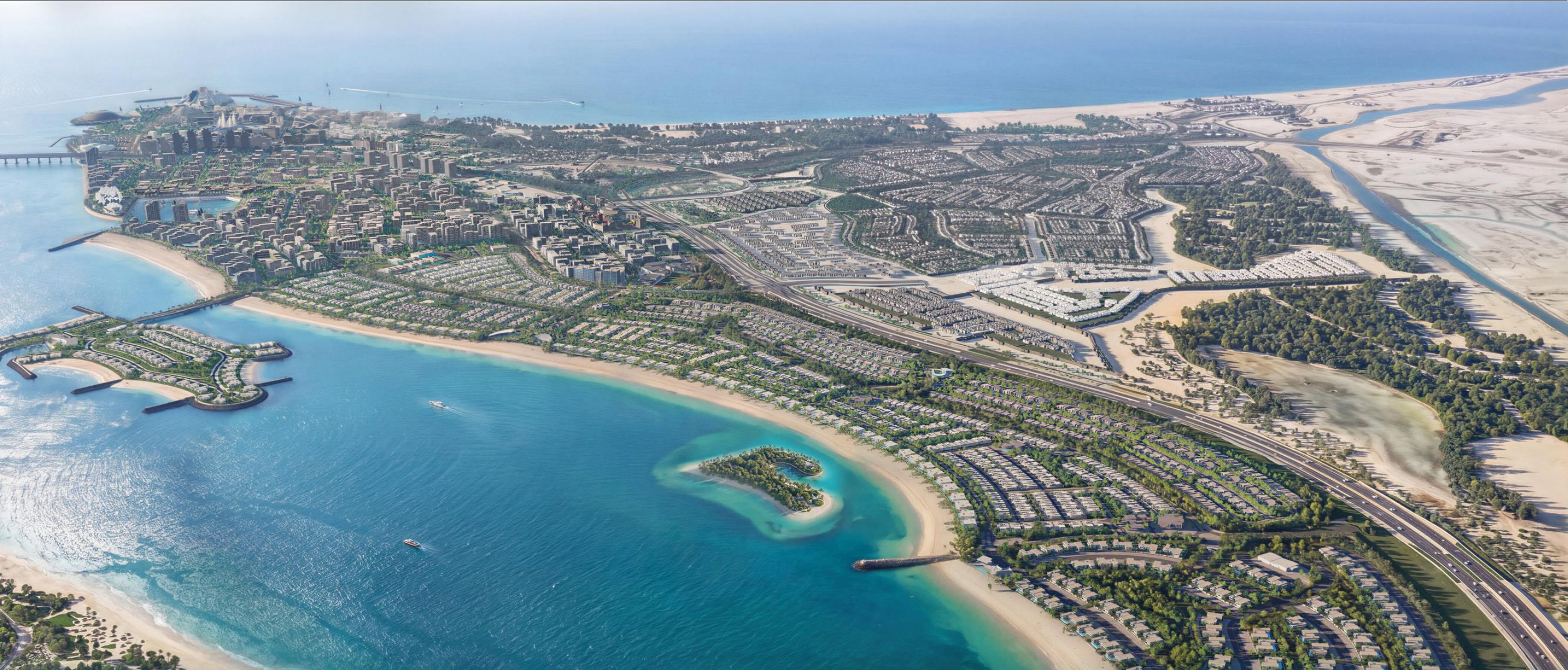 Marsa Al Saadiyat by Aldar — sweeping coastal aerial along Saadiyat Island, Abu Dhabi