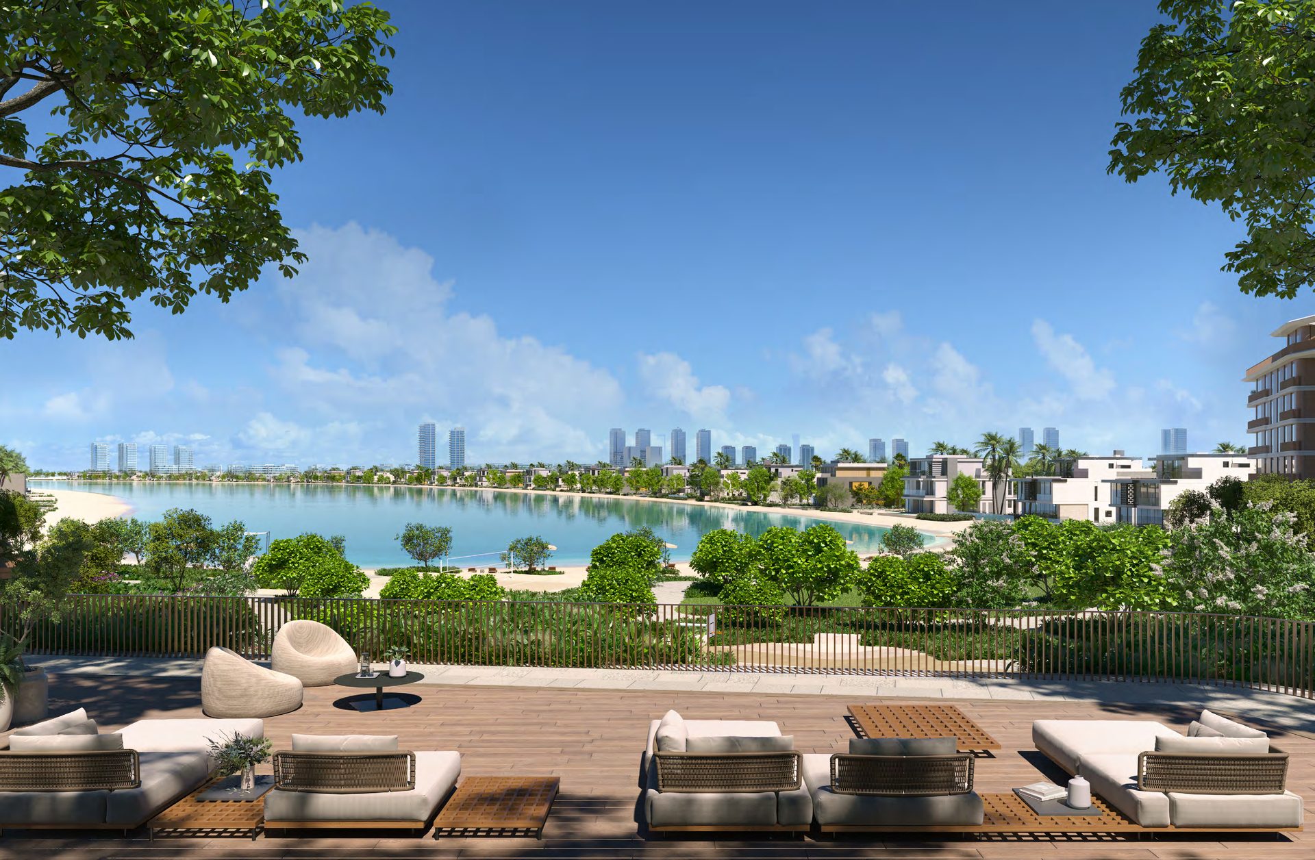 Palm Central terrace with Dubai skyline