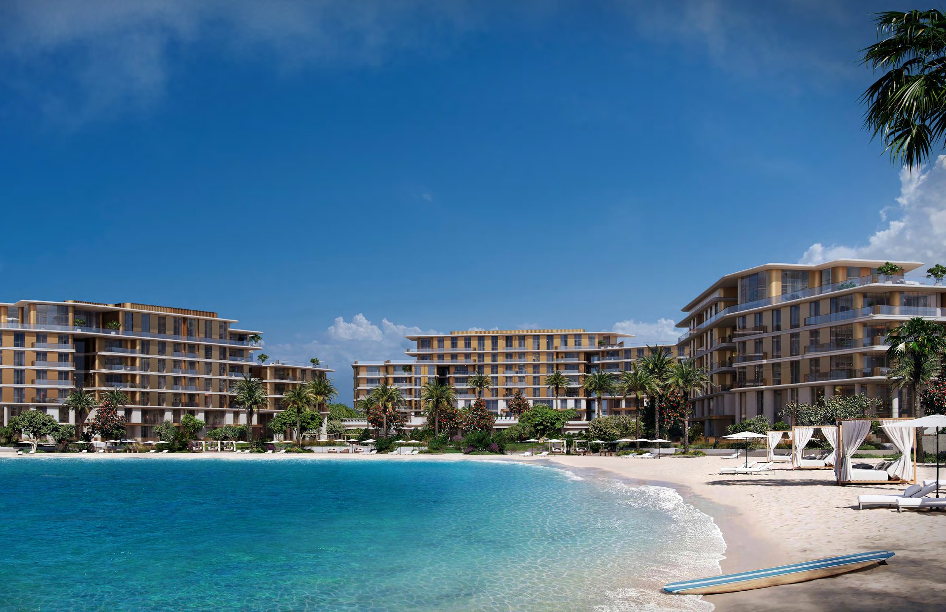 Palm Central — beachfront with turquoise water