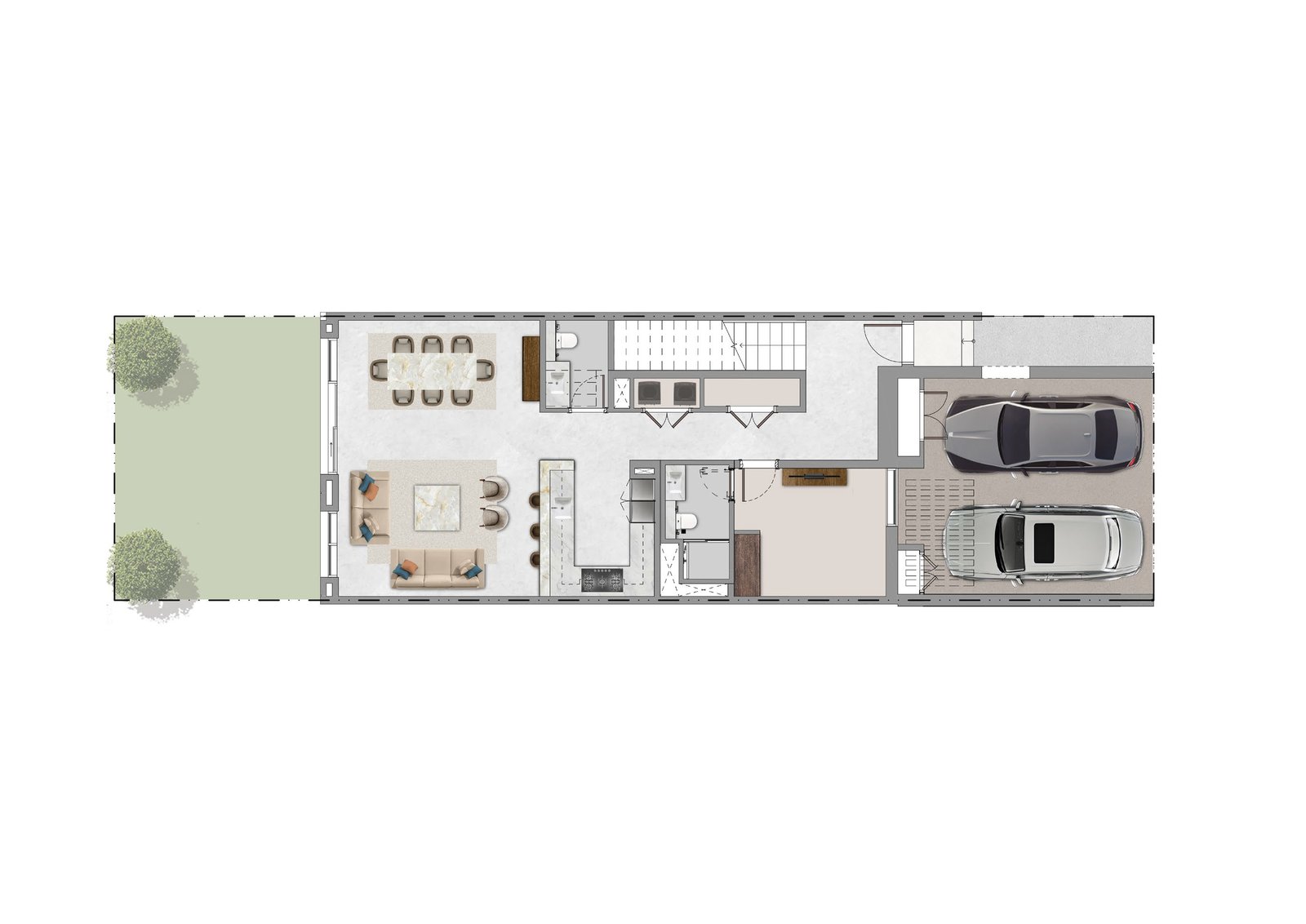The Terraces at Sobha City — 3 Bedroom + Majlis Garden Villa, ground floor plan