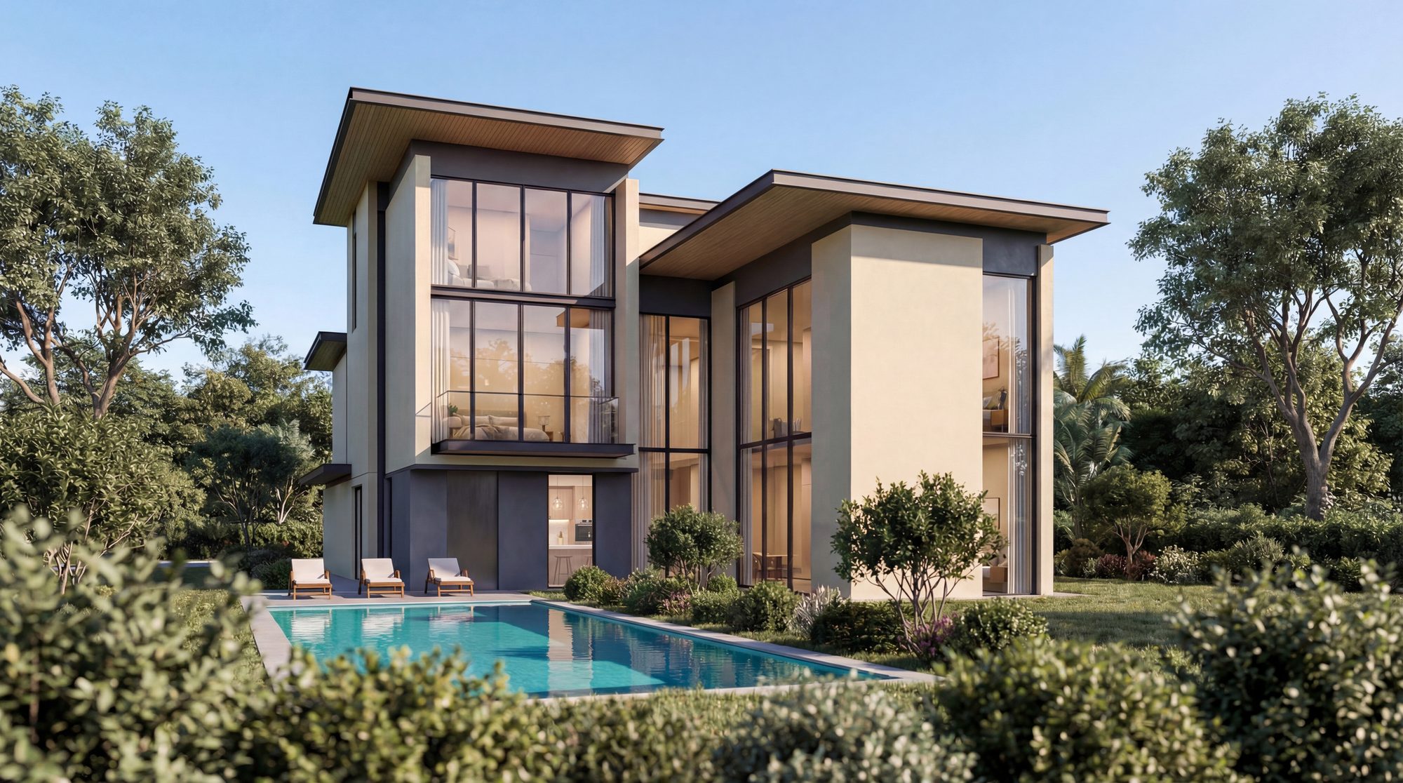 The Terraces at Sobha City — Garden Villa exterior with private pool and elevated terrace